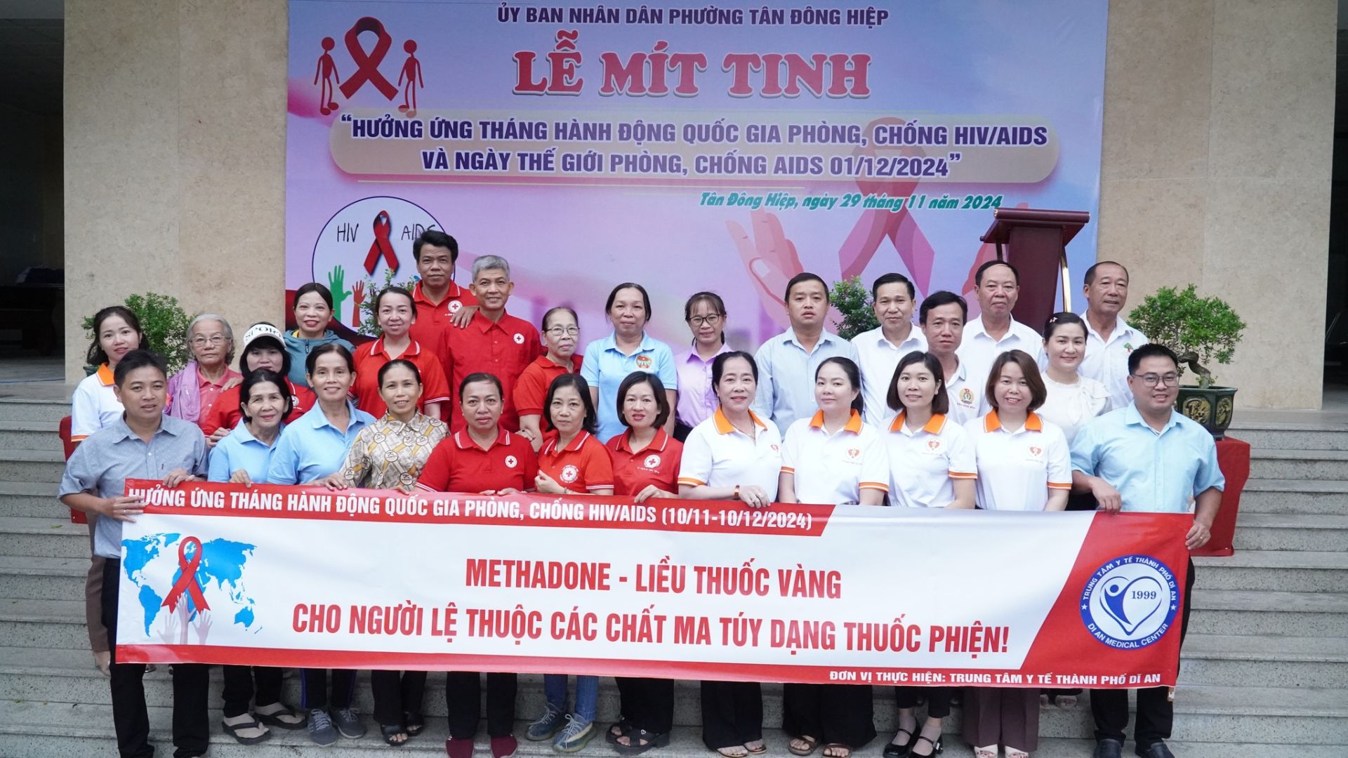 PHƯỜNG TÂN ĐÔNG HIỆP TỔ CHỨC MÍT TINH HƯỞNG ỨNG THÁNG HÀNH ĐỘNG QUỐC GIA PHÒNG, CHỐNG HIV/AIDS