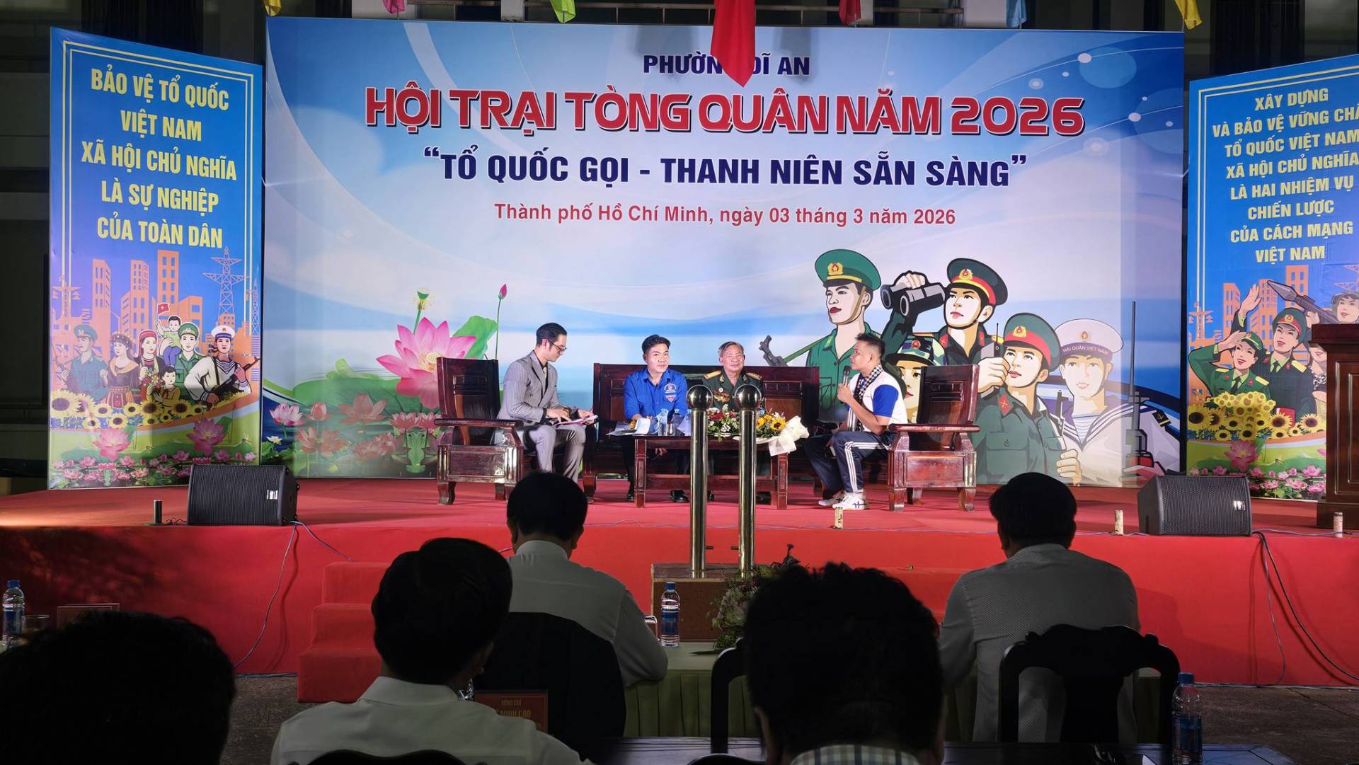 C&oacute; thể l&agrave; h&igrave;nh ảnh về văn bản cho biết 'BẢO VỆ TỔ QUỐC VIỆT NAM X&Atilde; HỘI CHỦ NGHĨA L&Agrave; SỰ NGHIỆP CỦA TO&Agrave;N D&Acirc;N PHƯỞN D&Igrave;AN HỘI TRẠI T&Ograve;NG QU&Acirc;NN NĂM 2026 "TỔ QUỐC GỌI THANH NI&Ecirc;N SẮN S&Agrave;NG" Th&agrave;nh phố Hổ Chi Minh, ng&agrave;y 03 th&aacute;ng 3 năm 2026 X&Acirc;Y DUNG V&Agrave; VỮNG T&Oacute; QUỐC VIỆT NA &Kappa;&Alpha; CHỦ NGHĨA L&Agrave; NHIỆM CHIẾN CHIEN LƯỢC CUA C&Aacute;CH MẠNG VIỆT NAM'