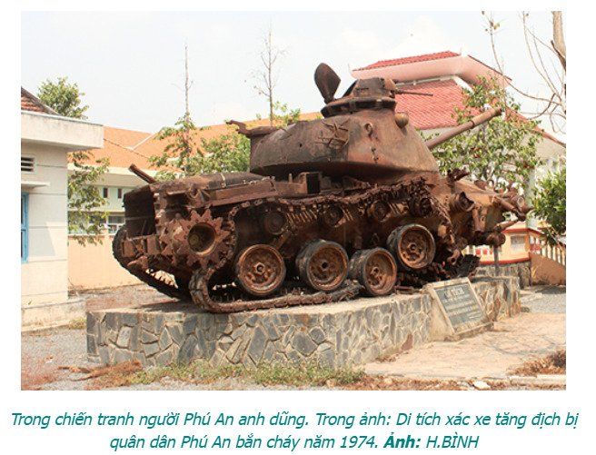 Di tích xe tăng cháy ở xã Phú An