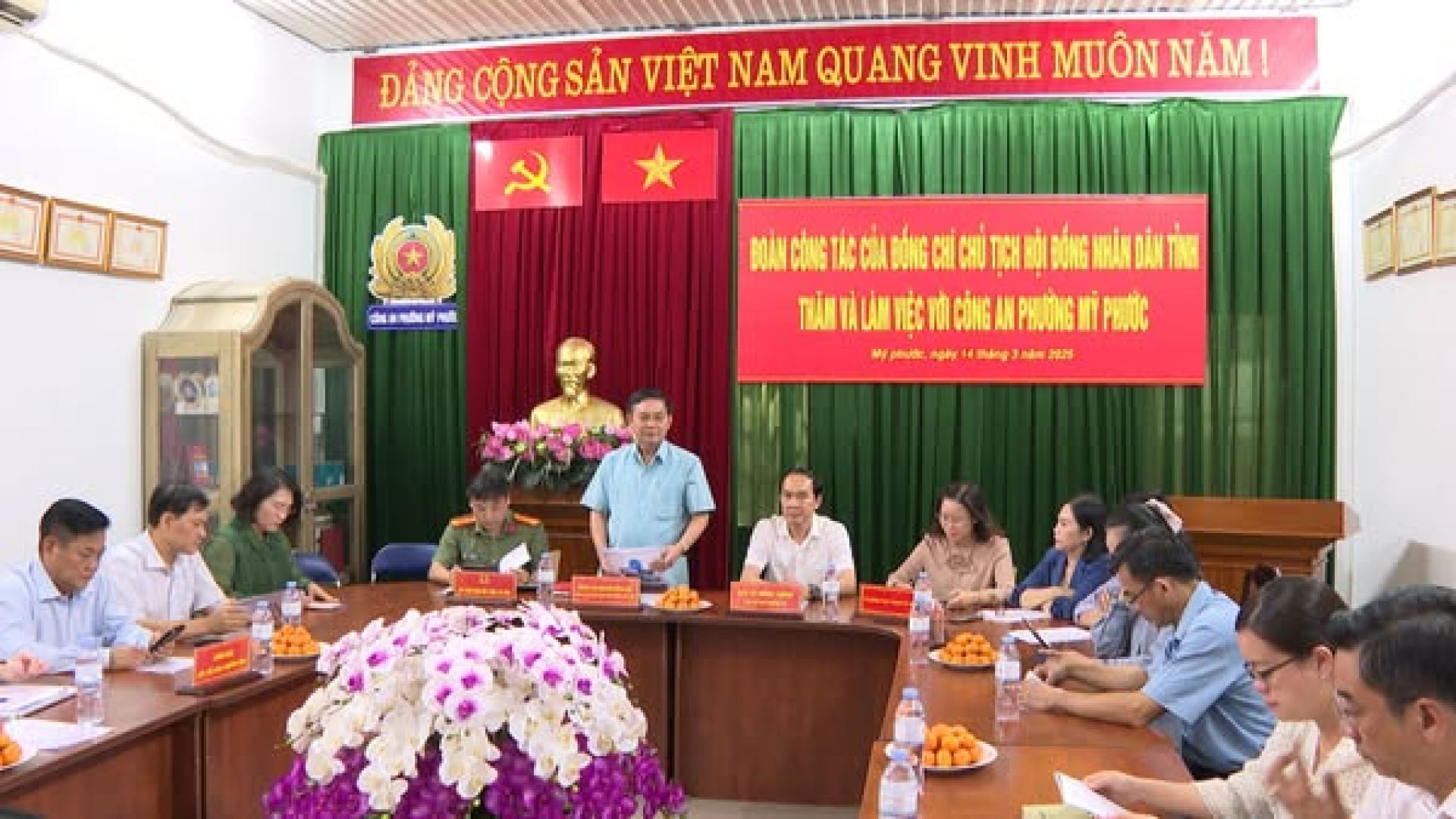 Lãnh đạo tỉnh, thành phố thăm và làm việc với Công an phường Mỹ Phước
