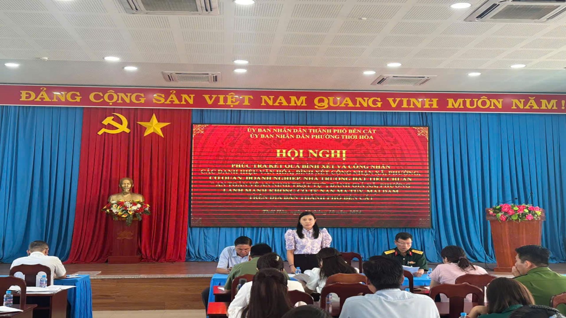 Phúc tra kết quả chấm điểm, bình xét, công nhận các danh hiệu văn hóa năm 2024 tại phường Thới Hòa