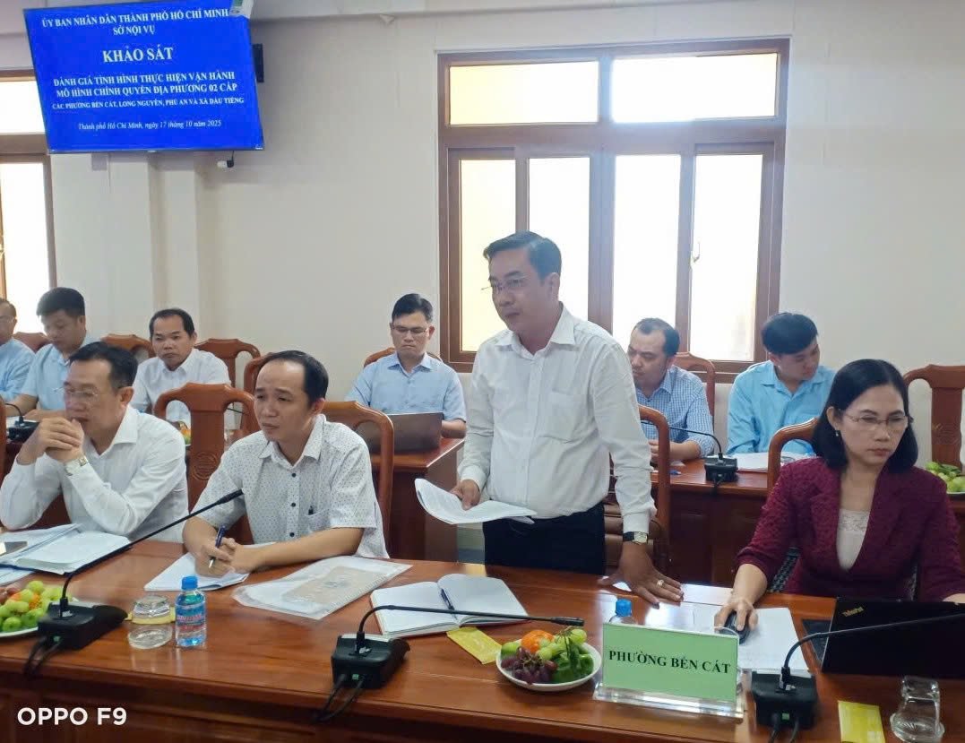 Sở Nội vụ khảo sát, đánh giá tình hình thực hiện vận hành mô hình chính quyền địa phương 02 cấp tại phường Bến Cát, Long Nguyên, Phú An và xã Dầu Tiếng